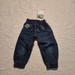 Alanz boys size 74 or 9 months jeans soft waisted blue elastic cuffs NWT